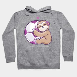 Girls Soccer Purple Football Cute Sloth Hoodie